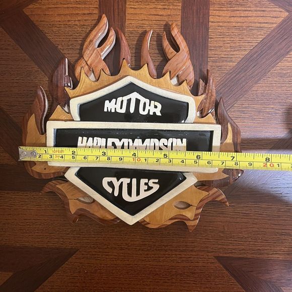 Harley Davidson Wood Carving Wall Decor Pre-owned Good Condition. - Picture 4 of 4